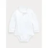 Ralph Lauren - Body Interlock Manga Longa Polo One Piece, Branco