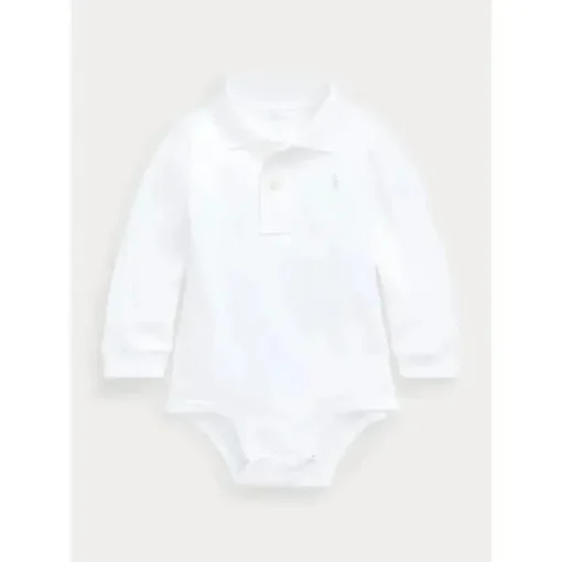 Ralph Lauren - Body Interlock Manga Longa Polo One Piece, Branco