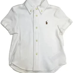 Ralph Lauren - Camisa esportiva de malha interlock de manga curta com conjunto curto Seersucker 12M, branco