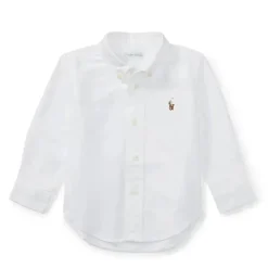 Ralph Lauren - Camisa The Iconic Baby Oxford de manga comprida, 18M, branca