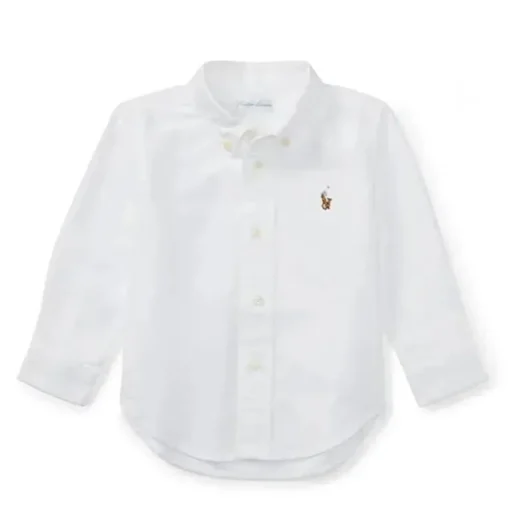 Ralph Lauren - Camisa The Iconic Baby Oxford de manga comprida, 18M, branca