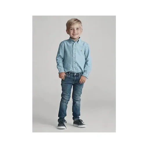Ralph Lauren - Camisola manga comprida Chambray - Azul Claro 2T