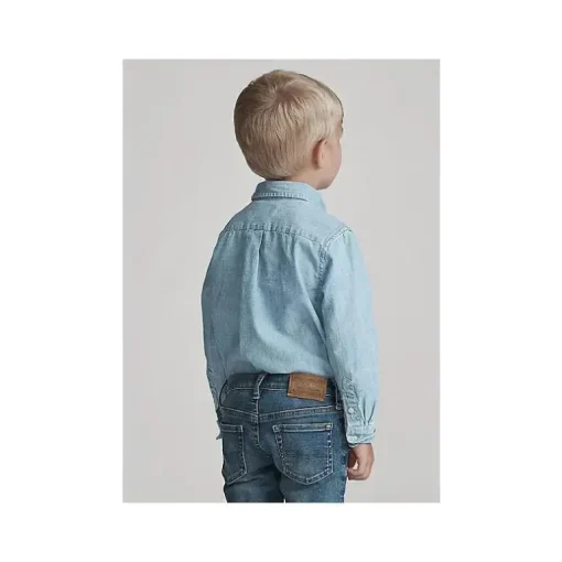 Ralph Lauren - Camisola manga comprida Chambray - Azul Claro 2T