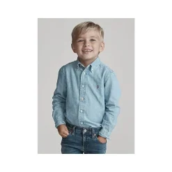 Ralph Lauren - Camisola manga comprida Chambray - Azul Claro 2T