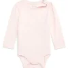Ralph Lauren Baby - Body feminino de manga comprida com gola redonda, rosa delicado