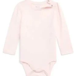 Ralph Lauren Baby - Body feminino de manga comprida com gola redonda, rosa delicado