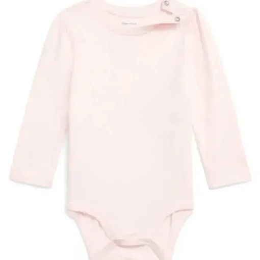 Ralph Lauren Baby - Body feminino de manga comprida com gola redonda, rosa delicado
