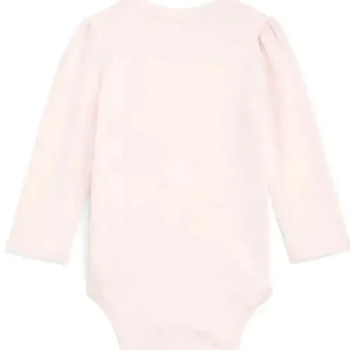 Ralph Lauren Baby - Body feminino de manga comprida com gola redonda, rosa delicado