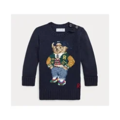 Ralph Lauren Baby - Boy Long-Sleeve Cotton Knit Back To School Bear Graphic Crewneck Sweater