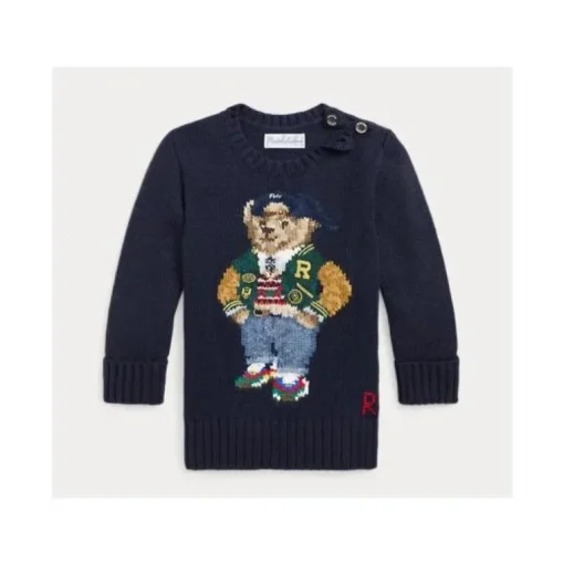 Ralph Lauren Baby - Boy Long-Sleeve Cotton Knit Back To School Bear Graphic Crewneck Sweater