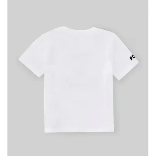 Ralph Lauren Baby - Camiseta de malha de algodão de manga curta com estampa de urso, branca