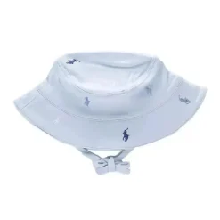 Ralph Lauren Baby - Chapéu balde de malha interlock com estampa polo azul berilo