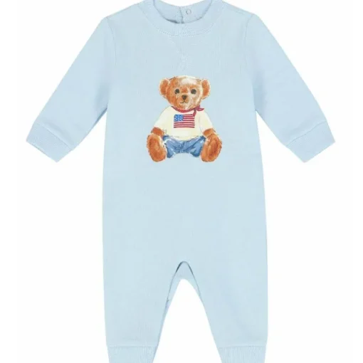 Ralph Lauren Baby - Long-Sleeve Magic Fleece Novelty Bear Graphic Coverall, Beryl Blue
