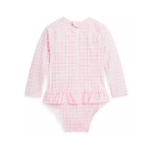 Ralph Lauren Baby - Maiô de guingão com babados de peça única para meninas