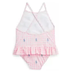 Ralph Lauren Baby - Maiô Gingham Pony Print 1Pk, Rosa Claro