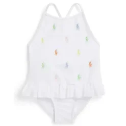 Ralph Lauren Baby - 1Pk All Over Pony Schiffli Maiô Branco