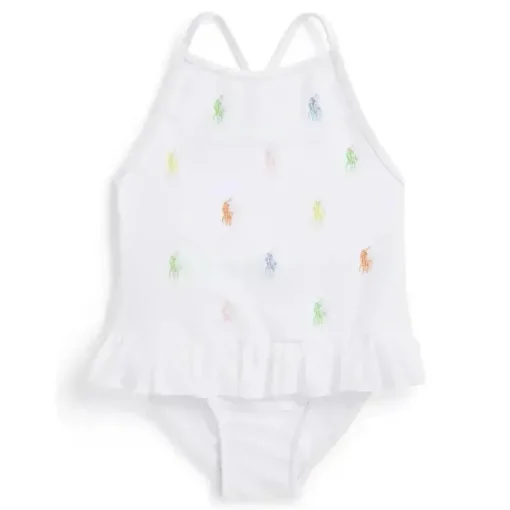 Ralph Lauren Baby - 1Pk All Over Pony Schiffli Maiô Branco