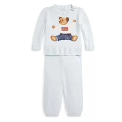 Ralph Lauren Baby - 2Pk Long Sleeve Cotton Novelty Flag Bear Sweater With Matching Pant