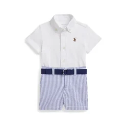 Ralph Lauren Baby - 3Pk Short-Sleeve Interlock Sport Shirt With Belt And Seersucker Short