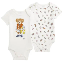 Ralph Lauren Baby - 2Pk Short-Sleeve Cotton Interlock Novelty Bear Graphic Bodysuits, Boy Bear