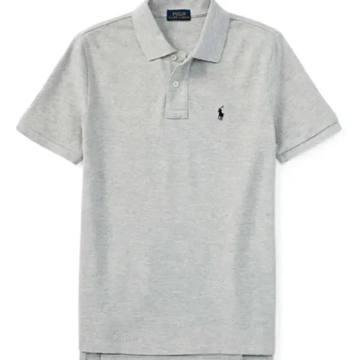 Ralph Lauren Baby - Polo de malha básica de manga curta, cinza mesclado