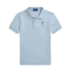 Ralph Lauren Baby - Polo gráfico de malha básica de manga curta Novelty Bear, azul Hmngway Bear