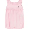 Ralph Lauren Baby - Shortall sem mangas Oxford Mesh Bubble, Rosa Carmel