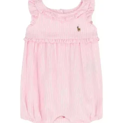 Ralph Lauren Baby - Shortall sem mangas Oxford Mesh Bubble, Rosa Carmel