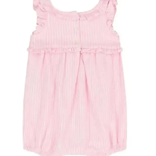 Ralph Lauren Baby - Shortall sem mangas Oxford Mesh Bubble, Rosa Carmel