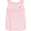Ralph Lauren Baby - Shorts sem mangas Oxford Mesh Bubble, rosa claro