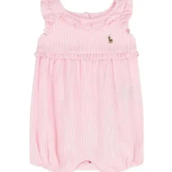 Ralph Lauren Baby - Shorts sem mangas Oxford Mesh Bubble, rosa claro