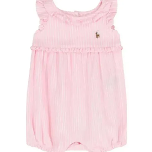 Ralph Lauren Baby - Shorts sem mangas Oxford Mesh Bubble, rosa claro