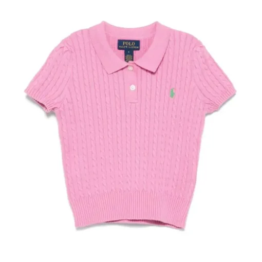 Ralph Lauren Baby - Short-Sleeve Combed Cotton Mini Cable Knit Polo, Pink/Green