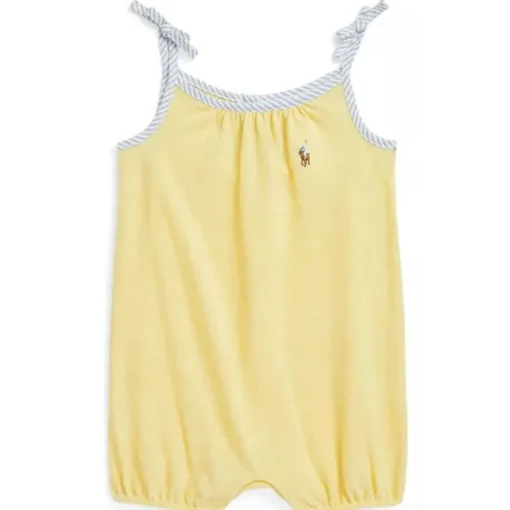 Ralph Lauren Baby - Sleeveless Oxford Mesh Tank Bubble Shortall, Yellow