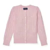 Ralph Lauren Baby – Suéter Cardigan de malha de caxemira de manga comprida rosa