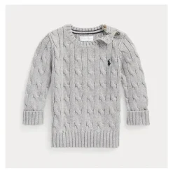 Ralph Lauren Baby – Suéter de manga comprida de algodão com gola redonda