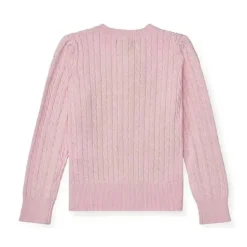 Ralph Lauren Baby – Suéter Cardigan de malha de caxemira de manga comprida rosa