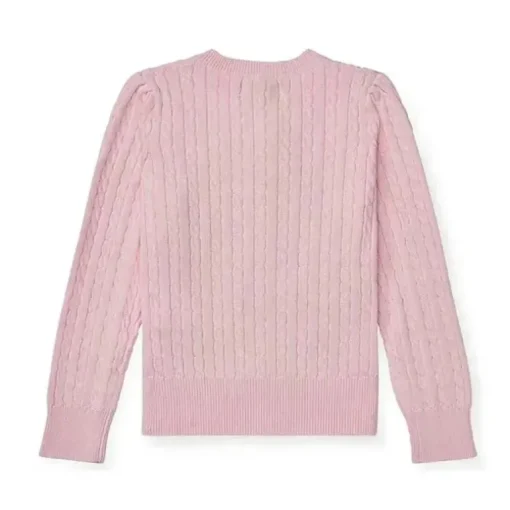 Ralph Lauren Baby – Suéter Cardigan de malha de caxemira de manga comprida rosa