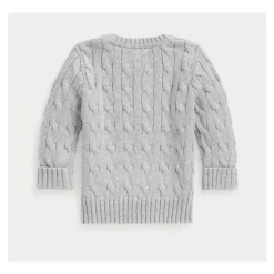 Ralph Lauren Baby – Suéter de manga comprida de algodão com gola redonda