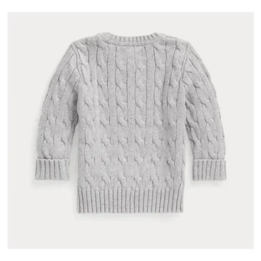 Ralph Lauren Baby – Suéter de manga comprida de algodão com gola redonda