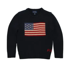 Ralph Lauren Baby - Unisex Flag Cotton Crewneck Sweater, Navy