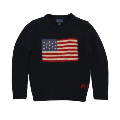 Ralph Lauren Baby - Unisex Flag Cotton Crewneck Sweater, Navy