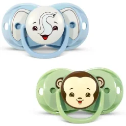 Razbaby - Keep It Kleen Chupeta 2Pk, Elephant &amp; Monkey