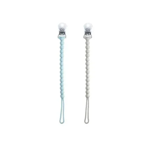 Razbaby - Razzies Silicone Paci/Suporte de Mordente 2Pk, Azul e Cinza