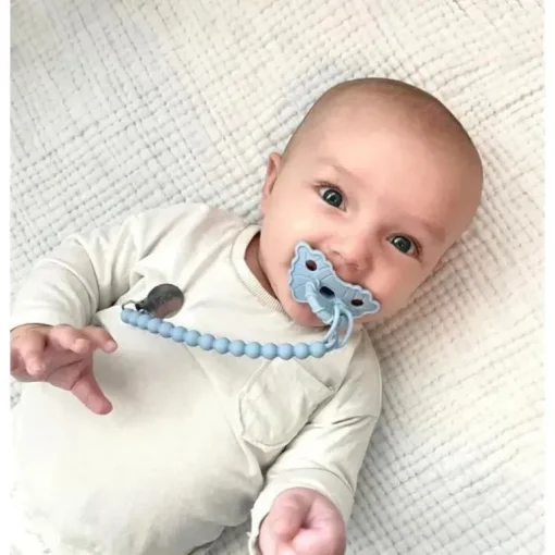 Razbaby - Razzies Silicone Paci/Suporte de Mordente 2Pk, Azul e Cinza