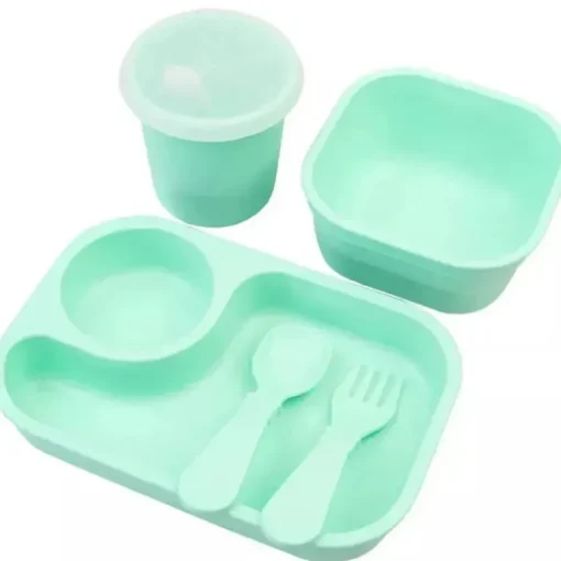 Re Play - Conjunto de jantar minúsculo 5Pk Suprimentos de alimentação para bebês e crianças pequenas, hortelã