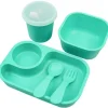 Re Play - Conjunto de jantar minúsculo 5Pk Suprimentos de alimentação para bebês e crianças pequenas, Aqua