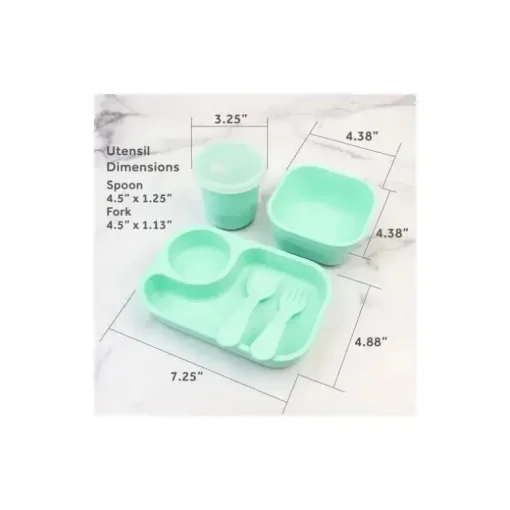 Re Play - Conjunto de jantar minúsculo 5Pk Suprimentos de alimentação para bebês e crianças pequenas, hortelã