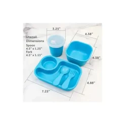 Re Play - Conjunto de jantar minúsculo 5Pk Suprimentos de alimentação para bebês e crianças pequenas, azul celeste