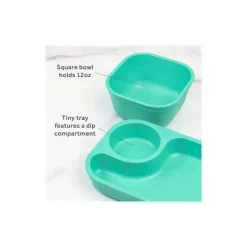 Re Play - Conjunto de jantar minúsculo 5Pk Suprimentos de alimentação para bebês e crianças pequenas, Aqua
